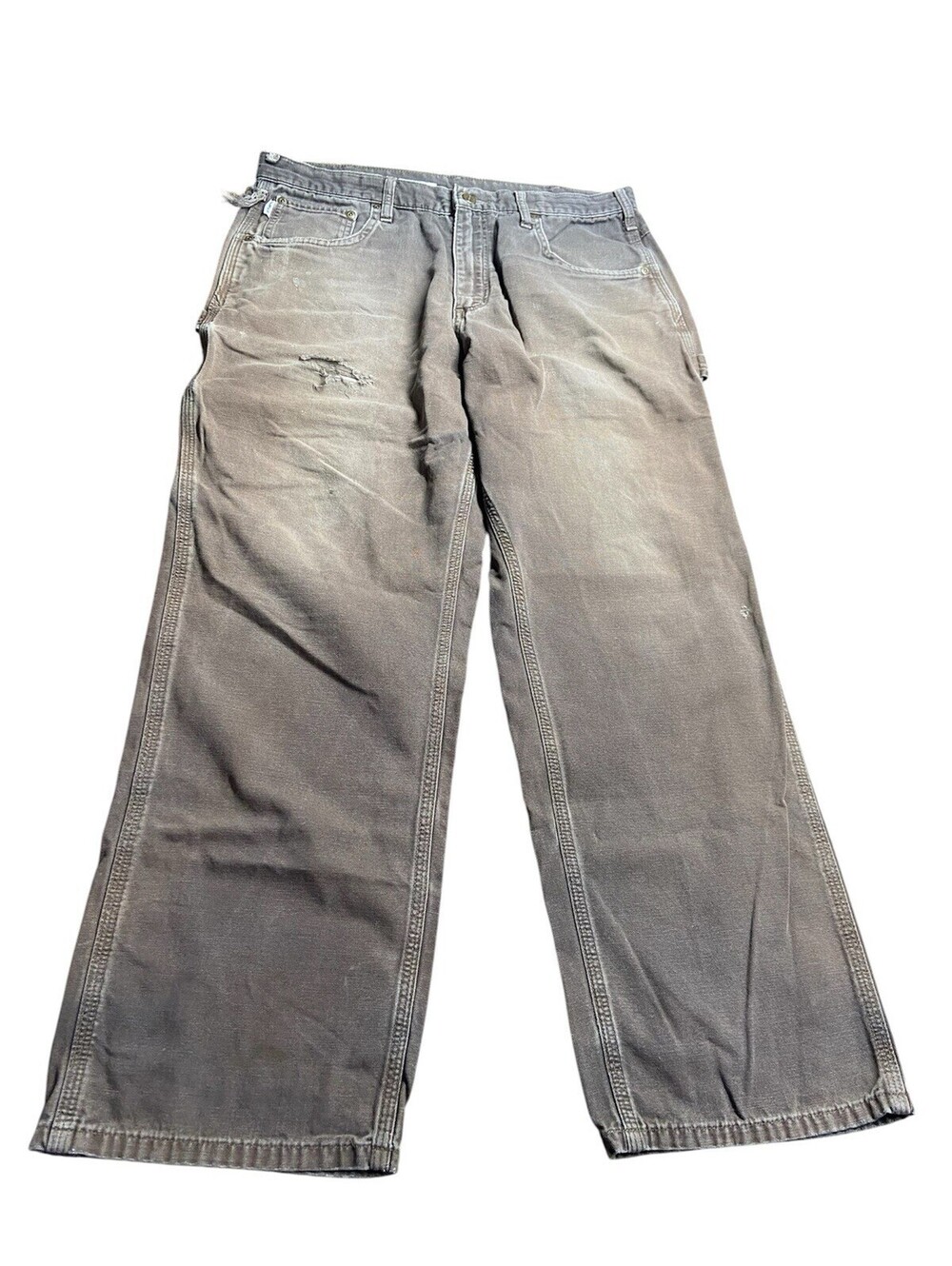 Carhartt Loose Fit Canvas Carpenter Pants Mens 33x28.5 Brown Distressed B159 DKD